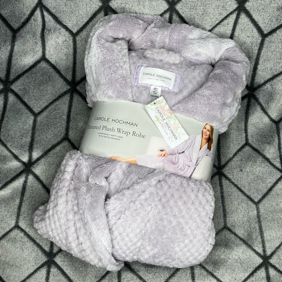 Carole Hochman Women’s Purple Plush Textured Wrap Robe NWT Q - Picture 1 of 6